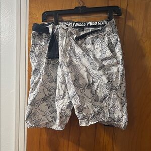 Beverly Hills Polo Club Monochrome Leaf Pattern Shorts